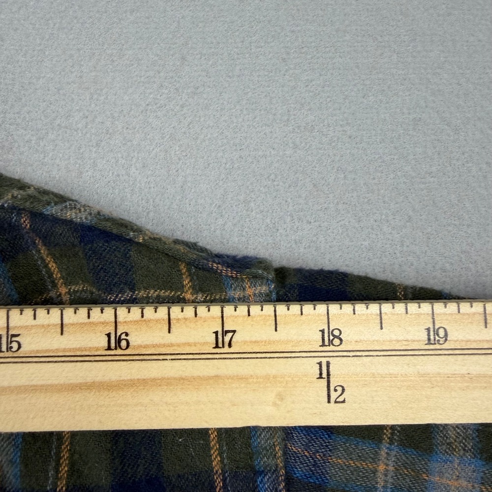 Vintage 90s LL Bean Northwoods Mens Large Green Plaid Flannel Shirt Made in USA - Picture 5 of 7